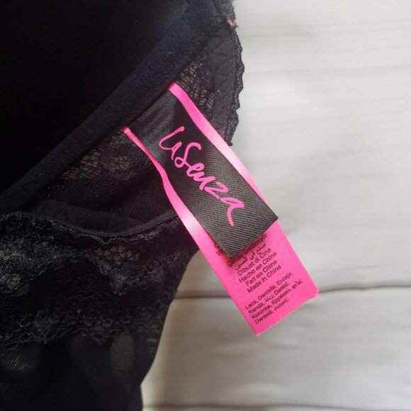 La Senza Sexy Black Lingerie Chemise Racerback Rhinestone Underwire Boudoir - Picture 8 of 10